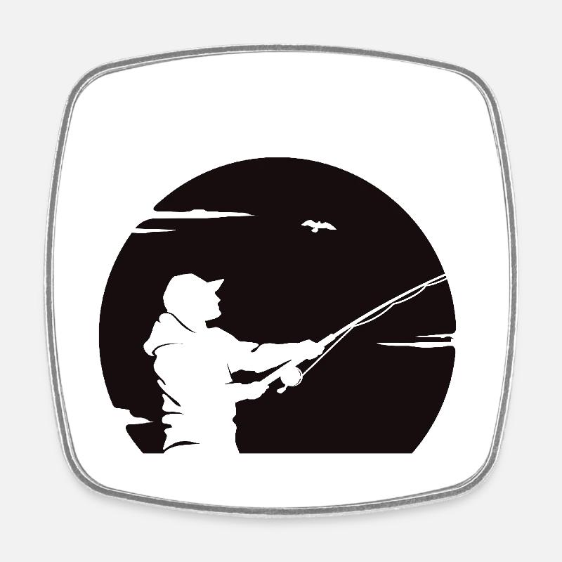 Fishing on the coast - Square fridge magnet - white