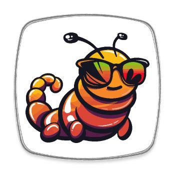 Wurm Cool Comic - Viereckiger Kühlschrankmagnet - Weiß - Vorne
