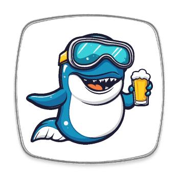 Baleine Après-Ski Bière - Magnet carré - blanc - Devant