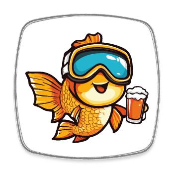 Bière d’après-ski Goldfish - Magnet carré - blanc - Devant