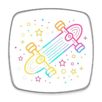 Skateboarding Cartoon Look - Square fridge magnet - white - Front