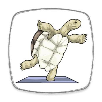 Turtle Yoga Fitness Gymnastique - Magnet carré - blanc - Devant