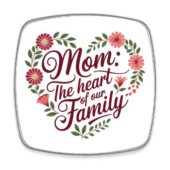 Maman : Le cœur de notre famille - Cadeau pour la fête des mères - Magnet carré - blanc - Devant