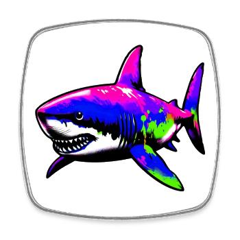 Requin - Magnet carré - blanc - Devant