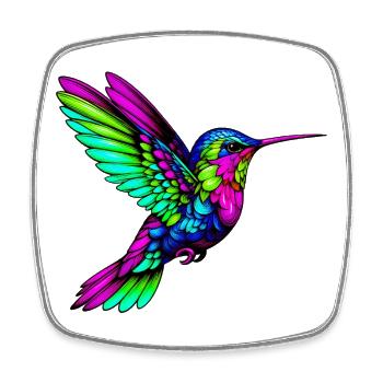 Colibri - Magnet carré - blanc - Devant