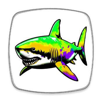 Requin - Magnet carré - blanc - Devant