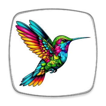 Kolibri - Viereckiger Kühlschrankmagnet - Weiß - Vorne