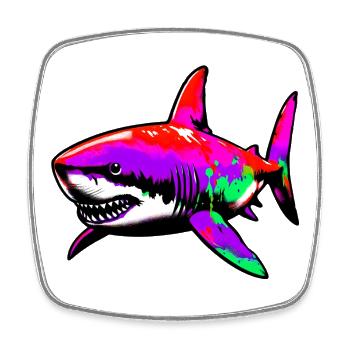 Requin - Magnet carré - blanc - Devant