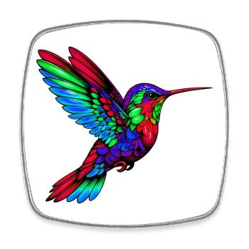 Colibri - Magnet carré - blanc - Devant