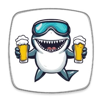 Shark Après-Ski Bière Bande Dessinée - Magnet carré - blanc - Devant