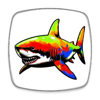 Requin - Magnet carré - blanc - Devant