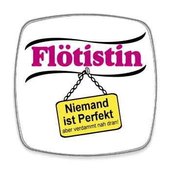 Flötistin Pink – Niemand ist Perfekt - Viereckiger Kühlschrankmagnet - Weiß - Vorne