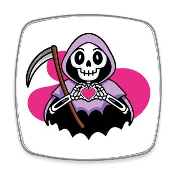 Kawaii Grim Reaper with Heart - Square fridge magnet - white - Front