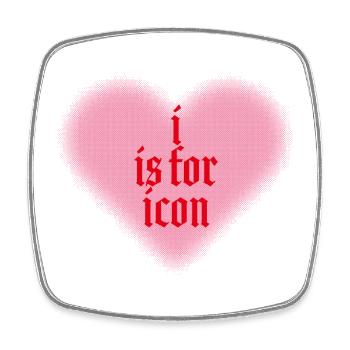 I is for Icon – Heart meets Statement - Square fridge magnet - white - Front