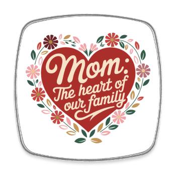 Maman Cœur de notre famille Cadeau floral - Magnet carré - blanc - Devant