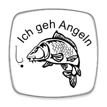 Elegante Karpfensilhouette - Viereckiger Kühlschrankmagnet - Weiß - Vorne