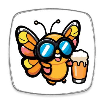Butterfly Après-Ski Bière Bande Dessinée - Magnet carré - blanc - Devant