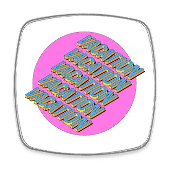 Vacation – 3D Retro Lettering - Square fridge magnet - white - Front