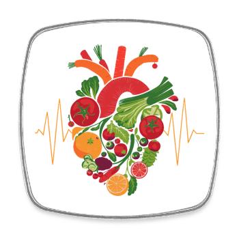 Gesundes Herz Obst & Veggie Art - Viereckiger Kühlschrankmagnet - Weiß - Vorne