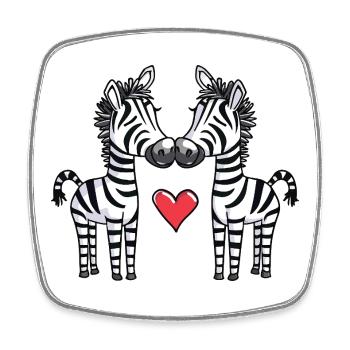 Zebra Paar Herz - Viereckiger Kühlschrankmagnet - Weiß - Vorne