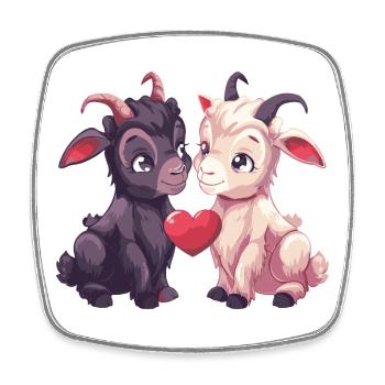 Ziege Herz Valentinstag - Viereckiger Kühlschrankmagnet - Weiß - Vorne