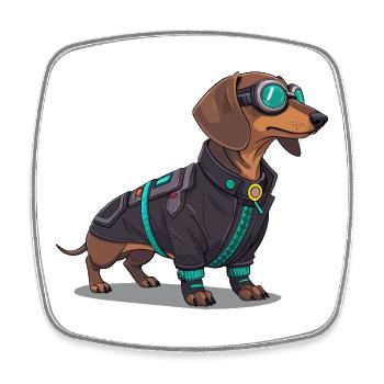Cyberpunk Dog in Tech Suit - Square fridge magnet - white - Front