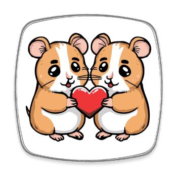 Hamster Couple Valentine's Day - Square fridge magnet - white - Front