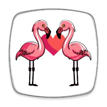 Couple de flamants roses d’amour Oiseau Saint-Valentin - Magnet carré - blanc - Devant