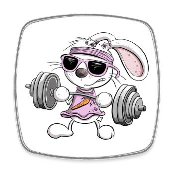 Krafttraining Hase Fitness Kraftsport - Viereckiger Kühlschrankmagnet - Weiß - Vorne