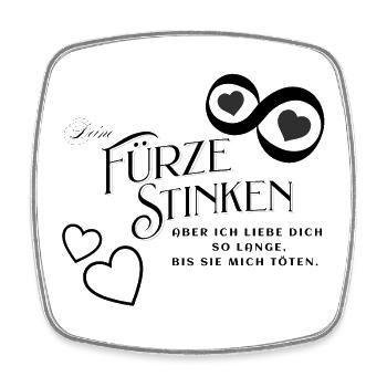 Herzschrift mit Zierlinien - Viereckiger Kühlschrankmagnet - Weiß - Vorne