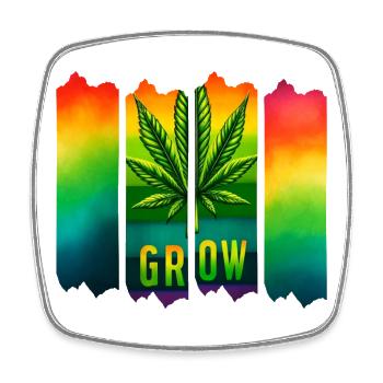 Grow Hanfblatt Brushdesign im Reggae-Stil - Viereckiger Kühlschrankmagnet - Weiß - Vorne