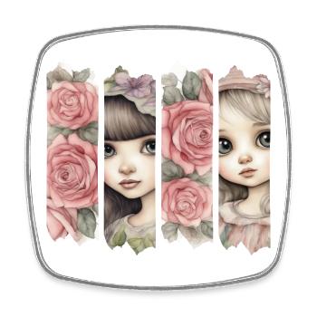 Rosenmädchen Brushdesign - Viereckiger Kühlschrankmagnet - Weiß - Vorne