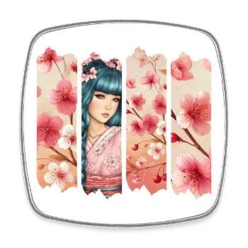 Kirschblüten Kimono Panel Portrait - Viereckiger Kühlschrankmagnet - Weiß - Vorne