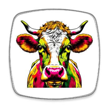 Vache - Magnet carré - blanc - Devant