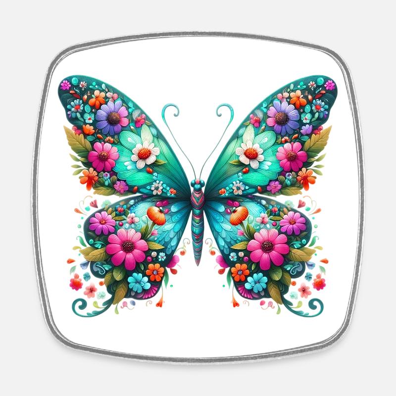 Papillon - Magnet carré - blanc