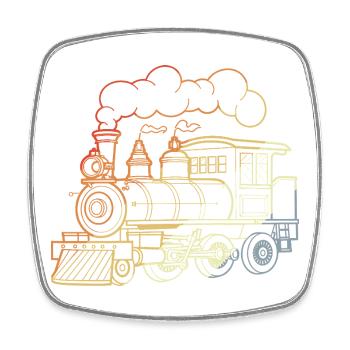 Steam locomotive vintage look - Square fridge magnet - white - Front