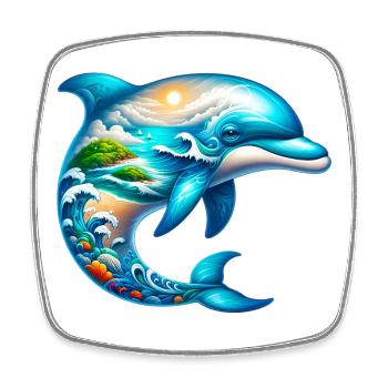 Dolphin - Square fridge magnet - white - Front
