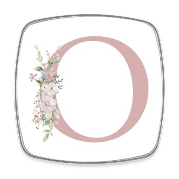 o Monogramme, Floral, Personnalisable - Magnet carré - blanc - Devant