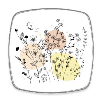 Zartes botanisches Line-Art-Design - Viereckiger Kühlschrankmagnet - Weiß - Vorne