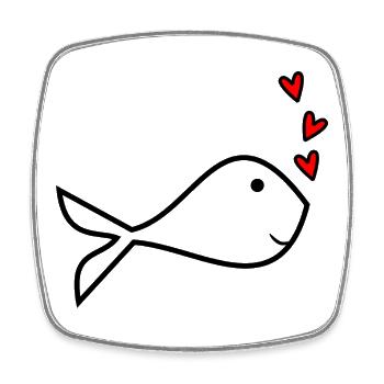 POISSON. SARDINE. POISSON D'AVRIL. MER. OCÉAN - Magnet carré - blanc - Devant
