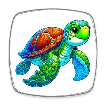 Tortue - Magnet carré - blanc - Devant