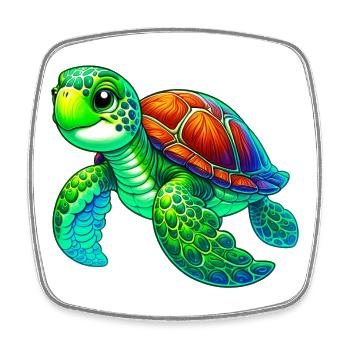 Tortue - Magnet carré - blanc - Devant