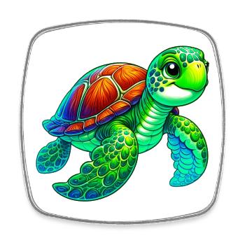 Turtle - Square fridge magnet - white - Front