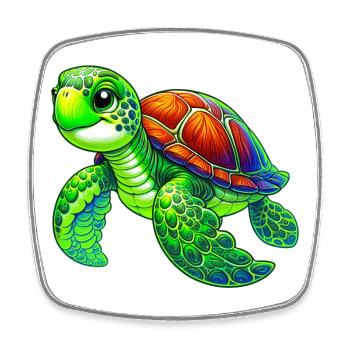 Turtle - Square fridge magnet - white - Front