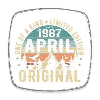 Geboren april 1987, Legende seit april 1987 - Viereckiger Kühlschrankmagnet - Weiß - Vorne