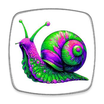 Schnecke - Viereckiger Kühlschrankmagnet - Weiß - Vorne