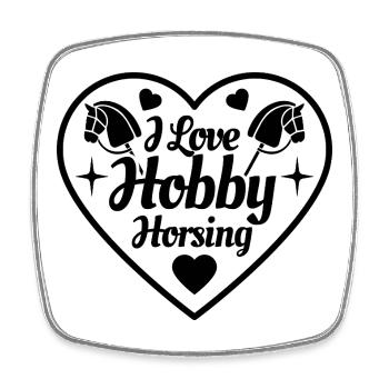 I Love Hobby Horsing - Herz - Hobby - Viereckiger Kühlschrankmagnet - Weiß - Vorne