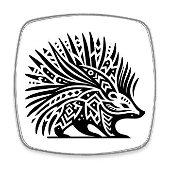 Porc-épic tribal - Magnet carré - blanc - Devant