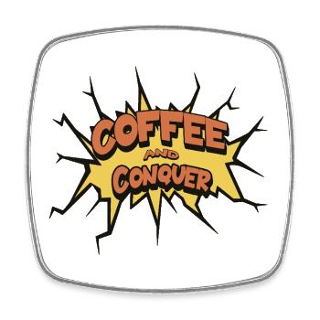 Coffee and Conquer - Viereckiger Kühlschrankmagnet - Weiß - Vorne