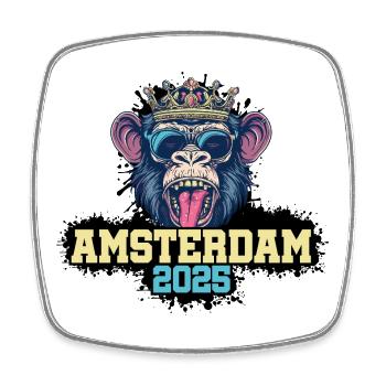 Amsterdam 2025 Affe - Viereckiger Kühlschrankmagnet - Weiß - Vorne
